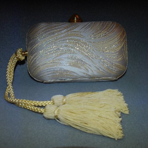 Shein? Hard Case Evening Clutch- Gold and Silver Thread - Picture 2 of 4